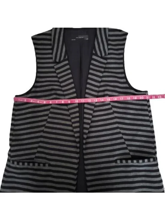 The Limited Women's Navy Blue/Gray Striped Open Front Long Vest Cardigan Sz XL - Picture 11 of 14